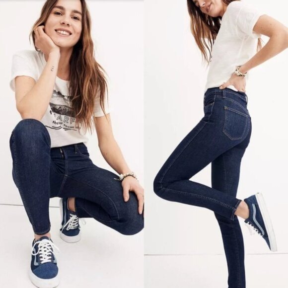 MADEWELL 10" High-Rise Skinny Jeans Lucille Wash Dark Wash Stretch Denim 25 - Picture 1 of 9